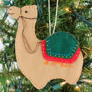 Pacote de enfeites de feltro de Natal de camelo corcunda de presépio, gravata para cartão de presente, porta-dinheiro, etiqueta de Natal, colega de trabalho, vizinho, presente de professor