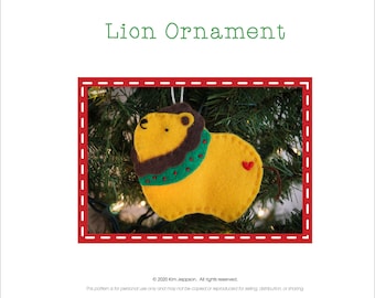 Lion Ornament Gift Tag Package Tie On Pattern Zoo