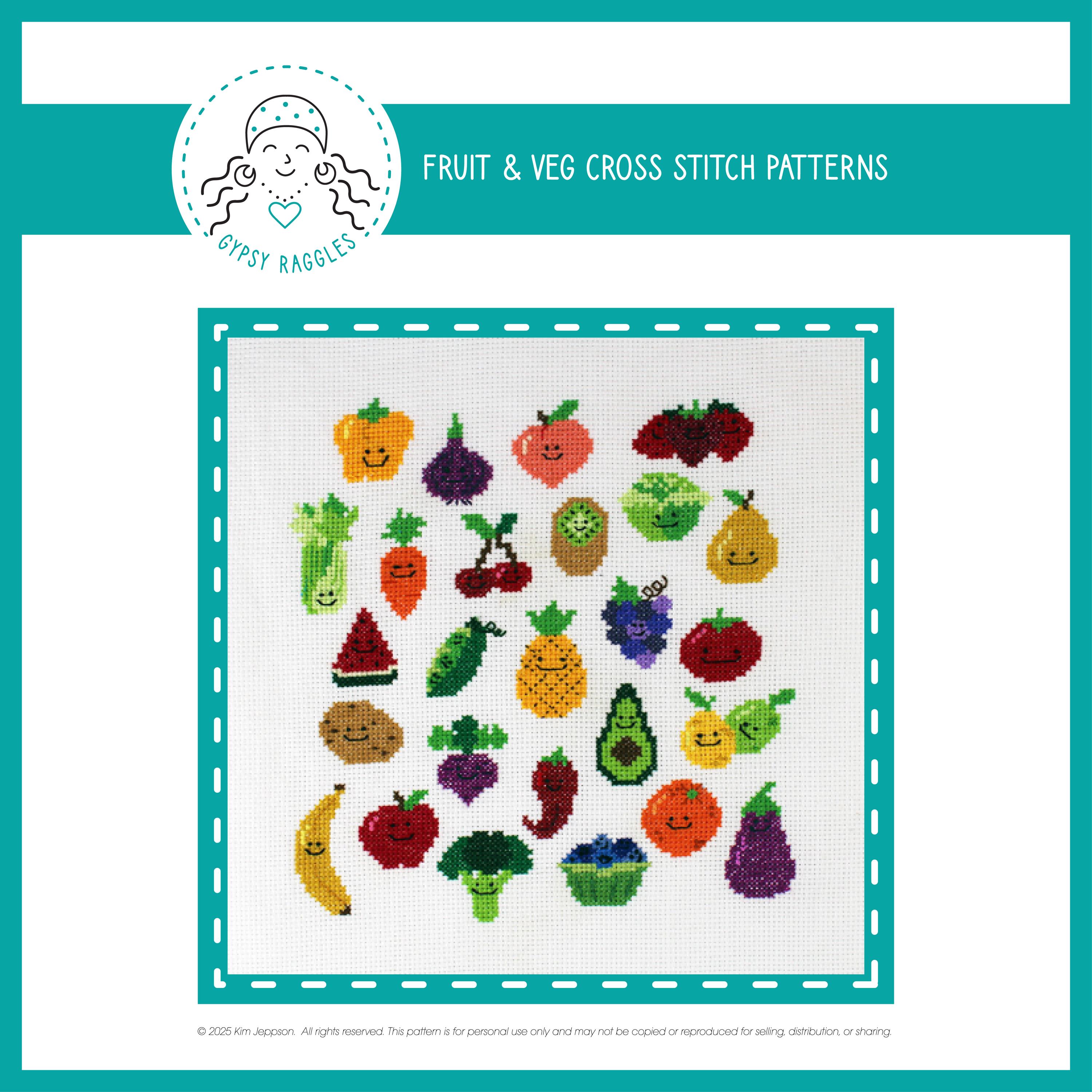 Fruit & Vegetables Easy Beginner Cross Stitch Pattern Set - Etsy