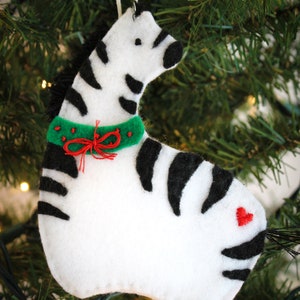 Zebra Felt Ornament Package Tie On Gift Card Money Holder Christmas Tag Coworker Neighbor Teacher Gift