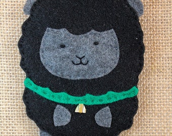 Sheep Black Felt Ornament Package Tie On Gift Card Money Holder Christmas Tag Coworker Neighbor Teacher Gift