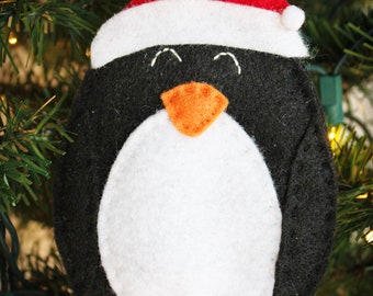 Penguin Christmas Felt Ornament Package Tie On Gift Card Money Holder Christmas Tag Coworker Neighbor Teacher Gift