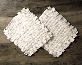 Hand Woven White Coaster Mug Rug Set