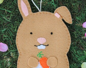 Bunny Felt Ornament Easter Basket Tag Package Tie On Gift Card Money Holder Coworker Neighbor Teacher Gift