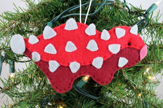 Ankylosaurus Handmade Felt Ornament, Dinosaur Lover Gift