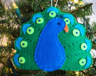 Peacock Felt Ornament Package Tie On Gift Card Money Holder Christmas Tag Coworker Neighbor Teacher Gift