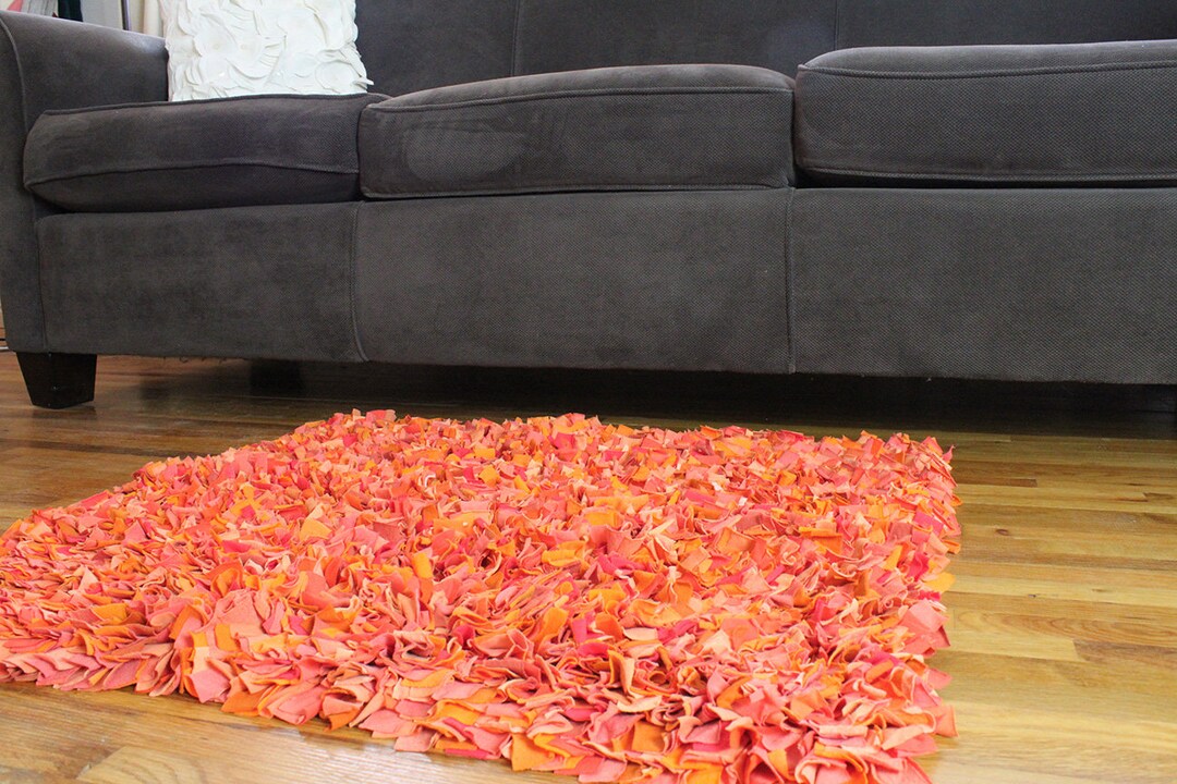 Fun and Funky Variegated Orange Square Rug - Etsy