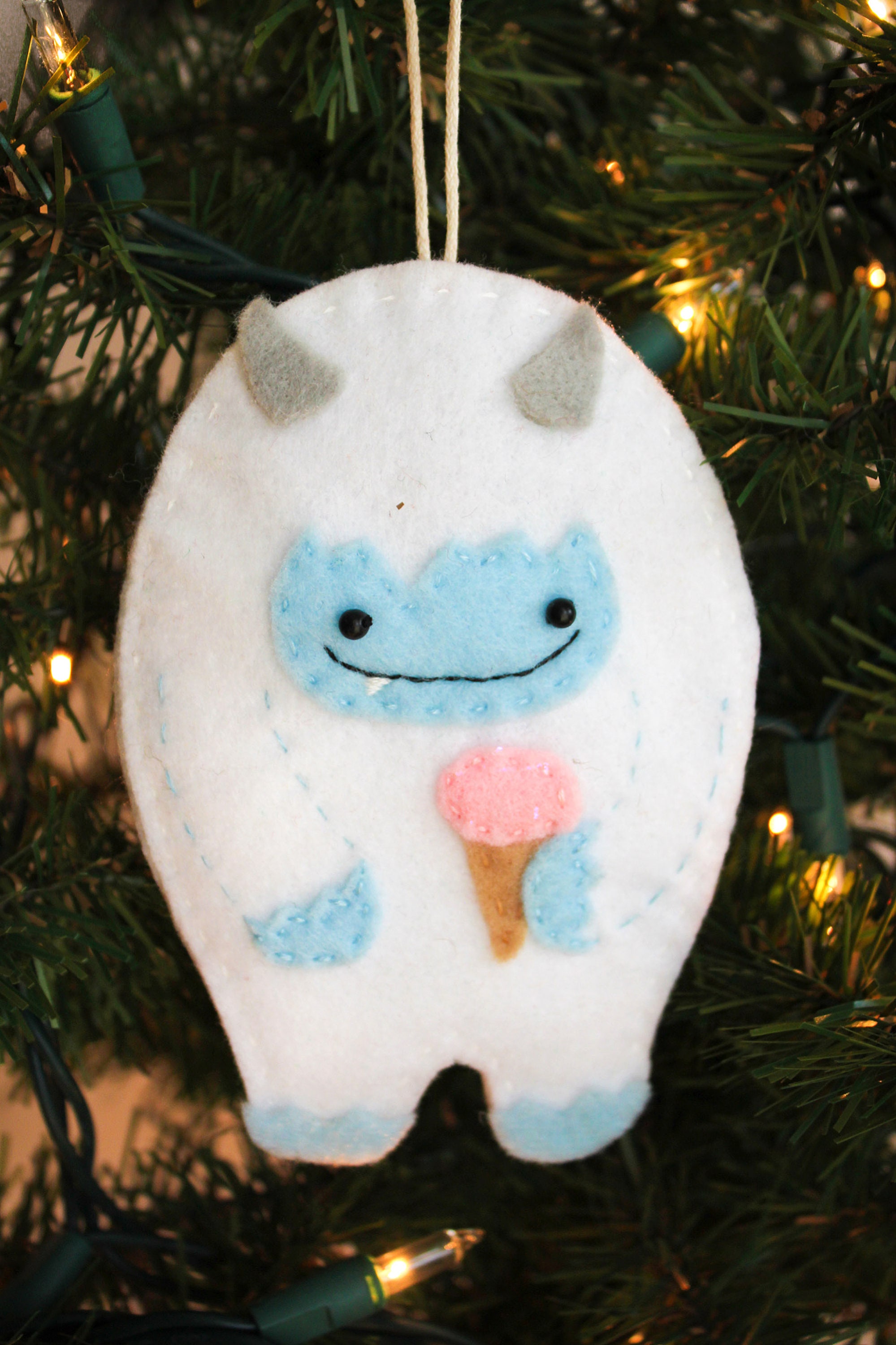Yeti Ornament, Gentle Smile Yeti, Felt Christmas Ornament, Bigfoot, Snow  Monster