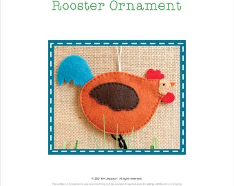 Rooster Ornament Gift Tag Package Tie On Pattern