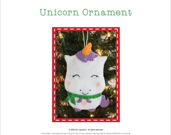 Unicorn Ornament Gift Tag Package Tie On Pattern