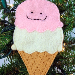 Ice Cream Cone Felt Ornament Package Tie On Gift Card Money Holder Christmas Tag Coworker Neighbor Teacher Gift