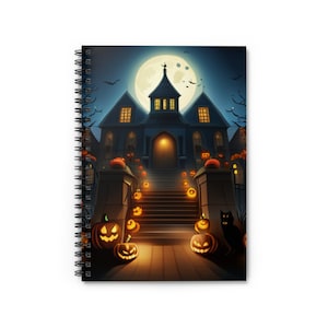 Halloween ( Spooky Mansion) Spiral Notebook - Ruled Line