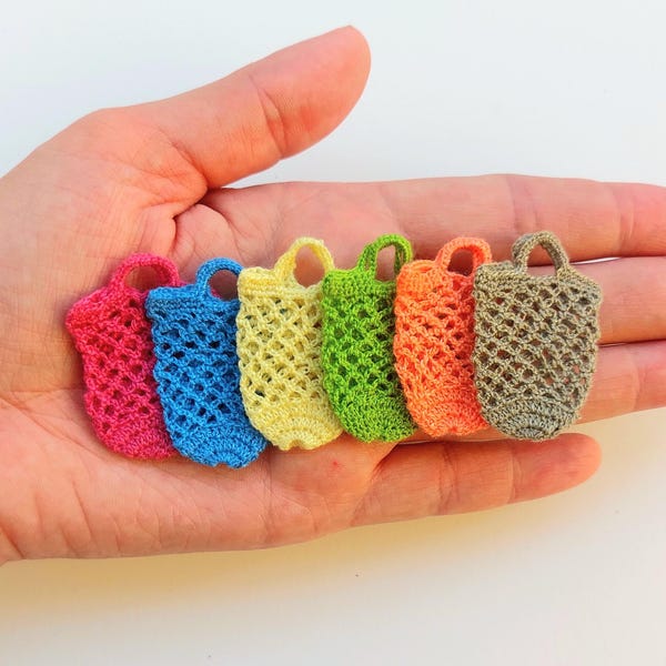 1/12 Dollhouse miniature crochet shopping net bag,bag for doll,for maileg