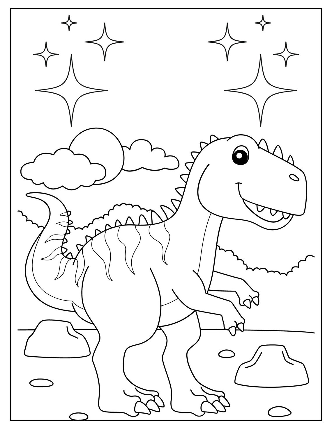 Dinosaur Coloring Page, Dino Coloring Book, Kids Coloring Book, Adult ...