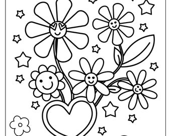 flower coloring page, flower coloring book, summer activity, summer coloring page, kids activity, kids color page, printable coloring book