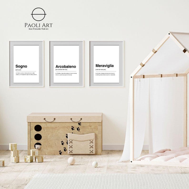 25 Italian Dictionary Definition Prints Digital Download Wall Art for