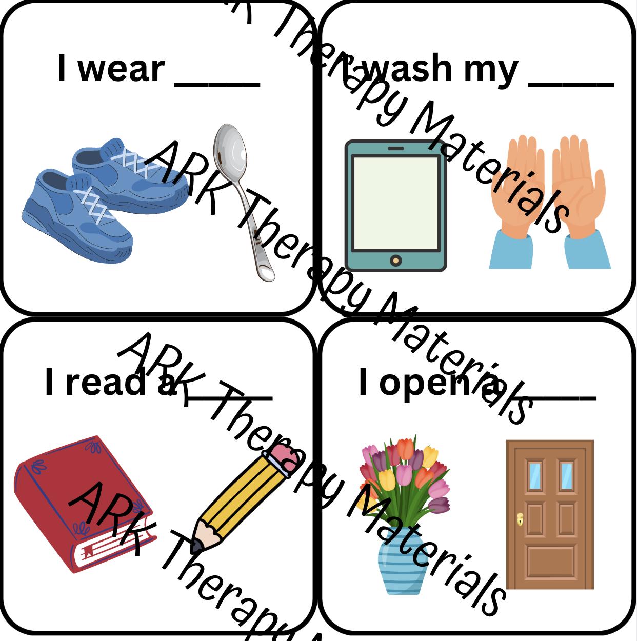 Sentences Using Inner Core Core Vocabulary Simple Sentences With Picture CHOICES for Speech ...