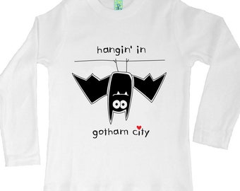 Organic cotton long sleeve children's t-shirt with screen printed bat design by Bugged Out, made in the USA