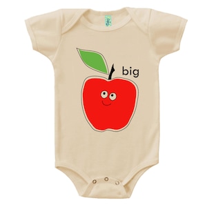 Organic cotton short sleeve baby body with screen printed Big Apple design by Bugged Out, made in the USA