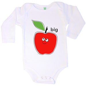 Big Apple long sleeve organic cotton baby body with screen printed design by Bugged Out, made in the USA