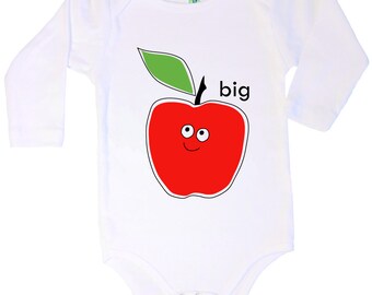 Big Apple long sleeve organic cotton baby body with screen printed design by Bugged Out, made in the USA