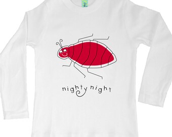 Organic cotton long sleeve children's t-shirt with screen printed bedbug design by Bugged Out, made in the USA