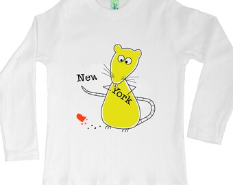 Organic cotton long sleeve children's t-shirt with screen printed rat design by Bugged Out, made in the USA