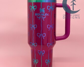 Bows & Ribbons Engraved Stanley Quencher (40 oz) | Valentine's Day Gift | Custom Tumbler | Berry Truffle