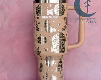 Gingerbread Cookies Engraved 40oz Stanley Quencher | Holiday Tumbler | Custom Stanley | Christmas Gift