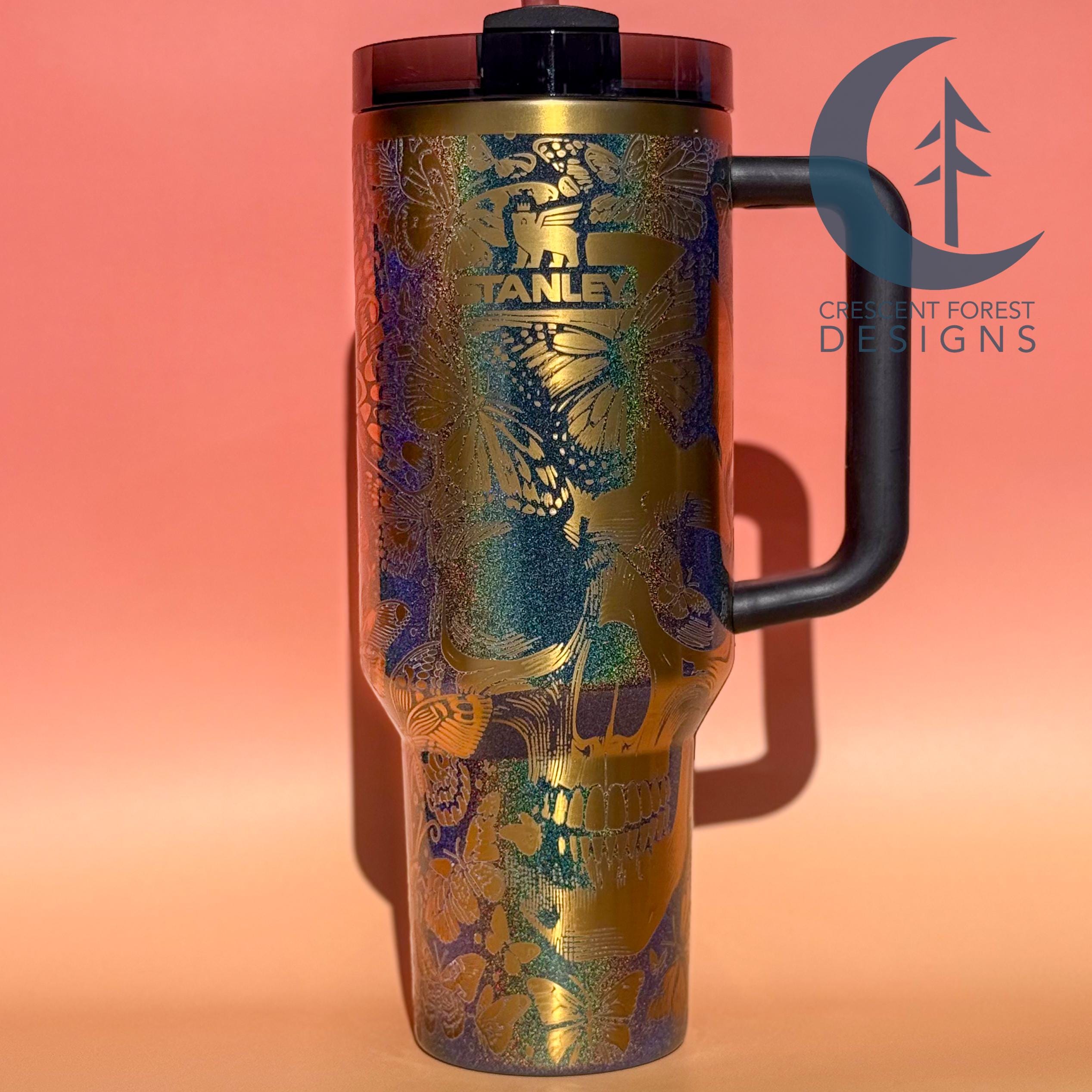【即購入ok】Impact N-STYLE スカルプチュアオーバルコリンスキー Skulls & Butterflies Engraved 40 Oz Stanley Quencher | Custom