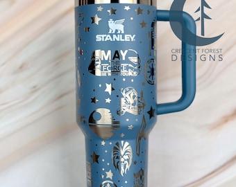Vaso Stanley Quencher grabado de Star Wars (40 oz) / Vaso de Darth Vader / Que la fuerza te acompañe