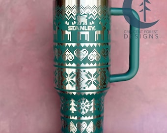 Gegraveerde kersttrui Stanley Quencher (40 oz) | Nordic Rendier Stanley | Beker op maat