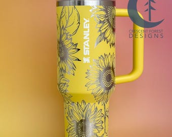 Sunflower Engraved Stanley ProTour (40 oz) | Custom Personalized Tumbler | Sunshine Yellow Flower Cup