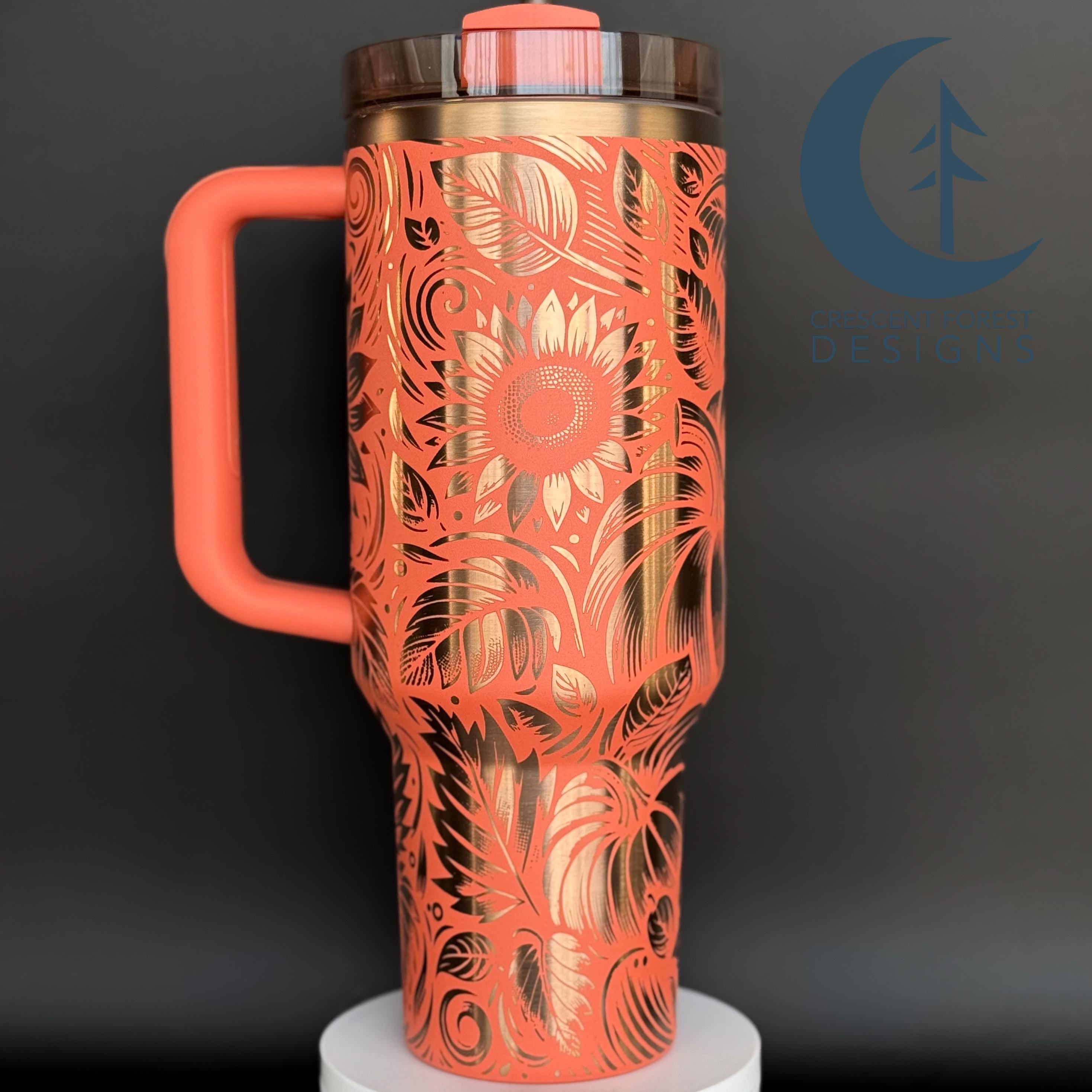 Discover Pumpkin Spice Engraved 40 oz Stanley Quencher | Custom Engraved 40 oz Stanley | Halloween Stanley | Fall Tumbler | Pumpkins and Sunflowers