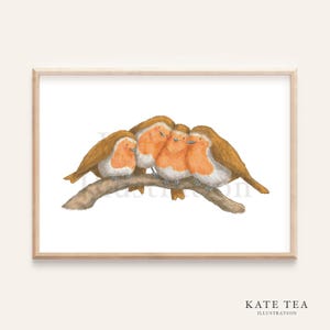 Robin Family Signed Art Print - Robins Appear When Loved Ones Are Near - A5 Print - Robin Art - Robin Illustration