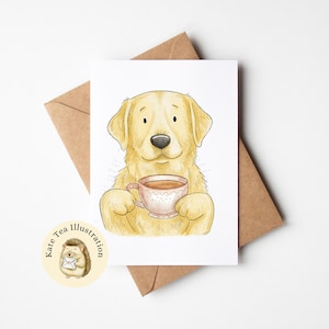 Labrador Tea Card, Thank You Card, Labrador Art, Thinking of you Card, Dog Greetings Card, Dog Birthday Card, Anniversary Card