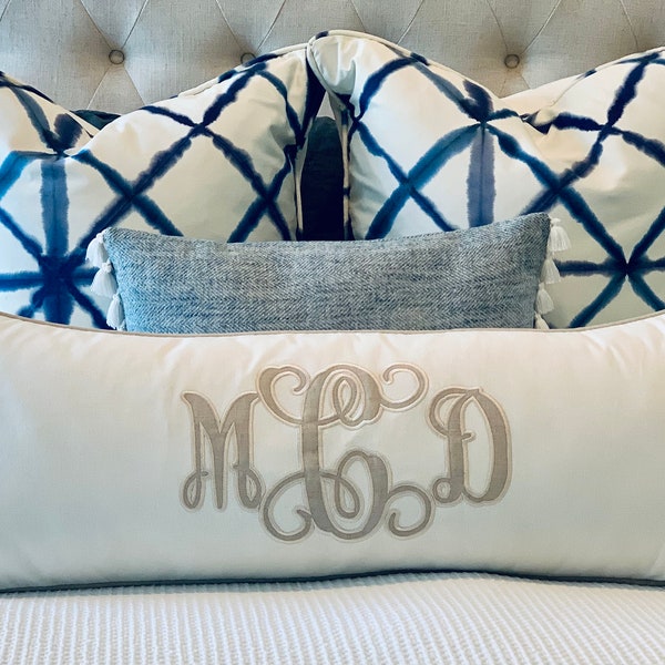 Applique Monogram Pillow, INSERT INCLUDED, Gender Neutral Nursery Decor, Wedding Couple Bedding, Teen Bedroom Decoration