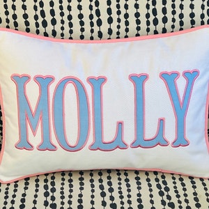 Applique Name Pillow, INCLUDES INSERT, Boy Girl Nursery Decor, Boho Teen Dorm Decor, Long Lumbar Pillow