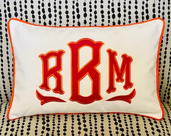 Personalized Applique Pillow, Includes Insert, Fun Bedroom Decor, Monogrammed Long Lumbar Pillow, Indie Nursery Decor, Colorful Decor