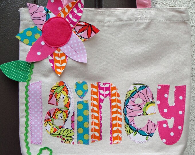 Girl's Personalized Applique Name Tote With Large Matching Etsy