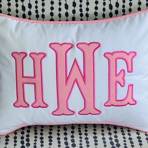 Personalized Monogram Applique Pillow with Insert for Nursery or Wedding Decor
