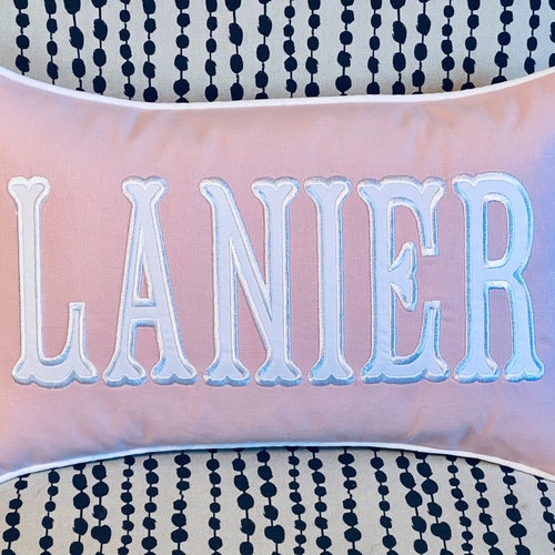 Custom Applique Personalized Name Pillow Etsy