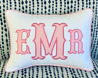 Personalized Applique Monogram or Name Pillow 12x16, 12x18, 12x24, 14x22, 14x36 INSERT INCLUDED