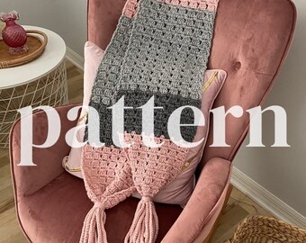 Colorblock Quasten-Schal Häkelanleitung (Digitaler Download)