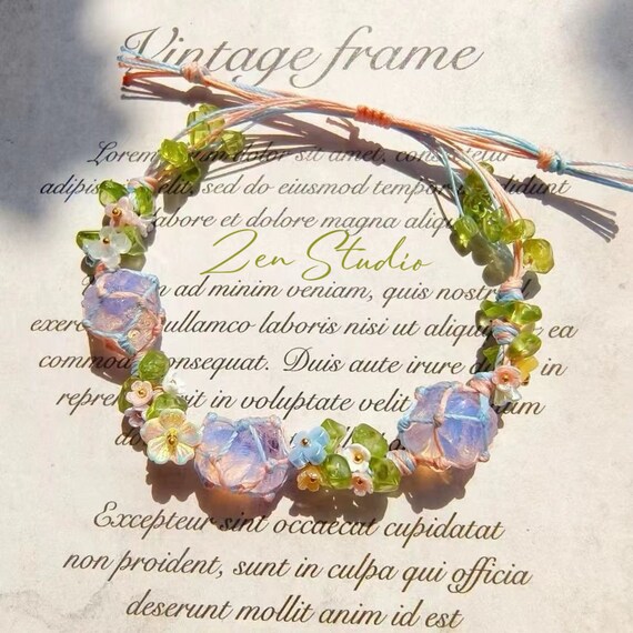 Midsummer dream Crystal Bracelet | Natural Crystal Bracelet | Handmade Floral Woven Design | Adjustable Fit | Everyday Wear