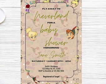 Invitaciones para baby shower de Nunca Jamás