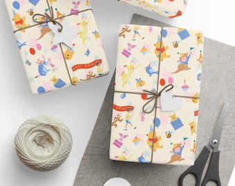 Papeles para envolver regalos de cumpleaños de Winnie the Pooh (rollo de 1 unidad)