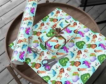 Moana Wrapping Paper – Ocean & Island Gift Wrap for Kids Birthday, Baby Shower, Tropical Party Supplies