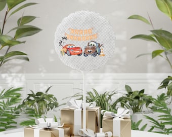 Globo redondo de 11 pulgadas con forma de coche para cumpleaños