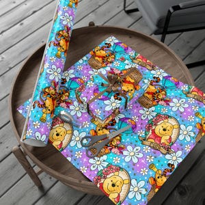 Winnie the Pooh Wrapping Paper – Cute Bear Gift Wrap for Kids Birthday, Baby Shower, Pooh Party